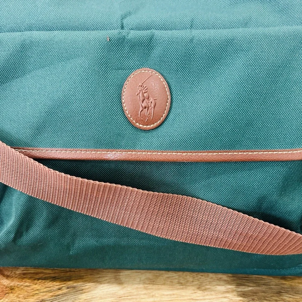 Polo Ralph Lauren Vintage 90s Y2K Weekender Duffle Bag Canvas Green/Brown Large